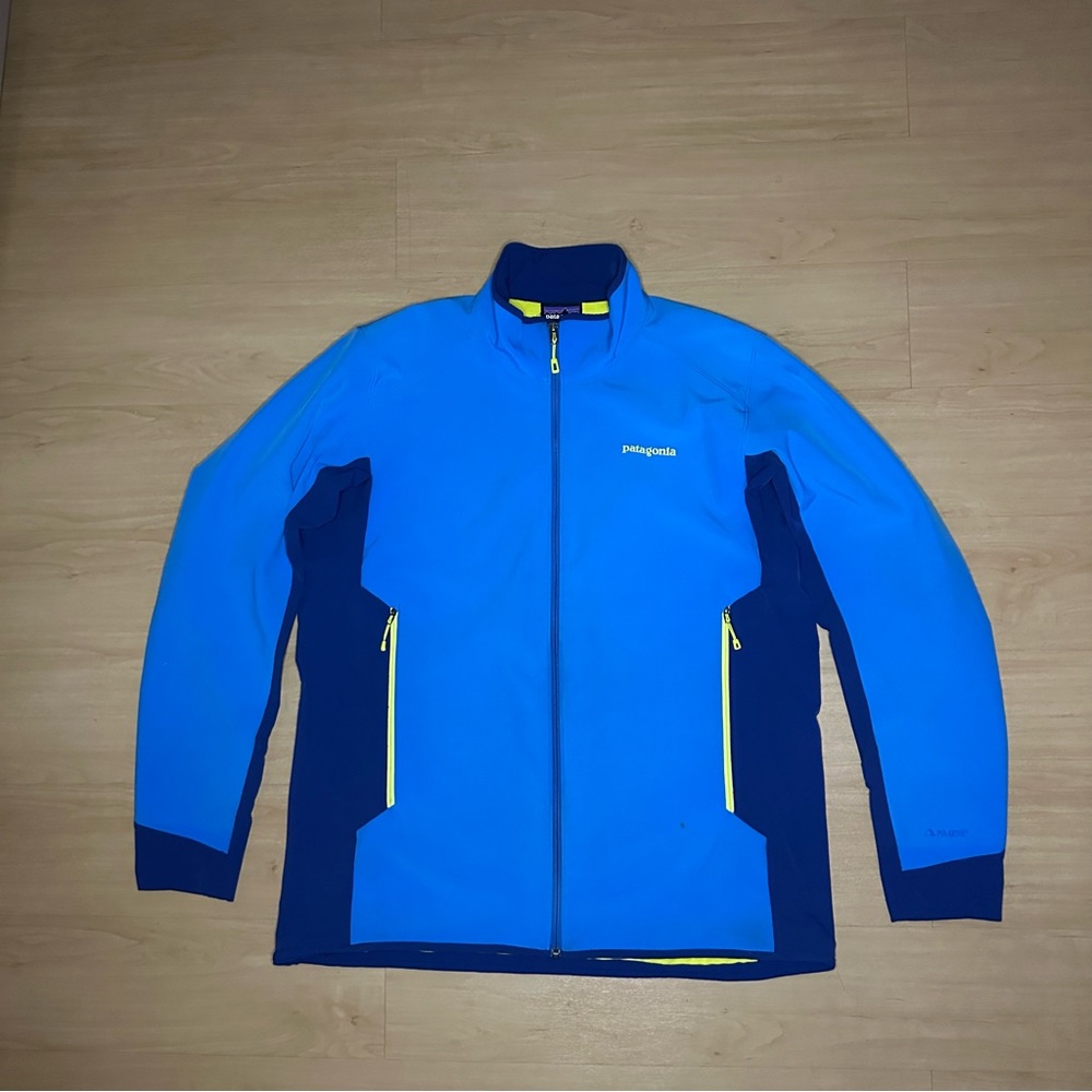 Patagonia Jacket Mens XL Blue Adze Polartec Softshell Windblock Bright B2